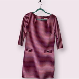 Lilly Pulitzer Womens Size Large Charlene Striped Sheath Dress Pink Pockets Work